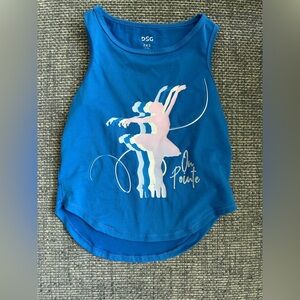 DSG Girl’s Tank Top with On Pointe Ballet Dancer Graphic – Blue, Size 4-5